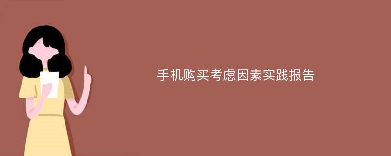 手机购买考虑因素实践报告