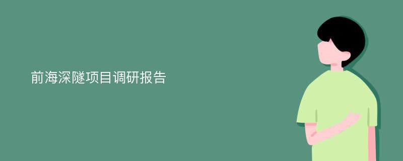 前海深隧项目调研报告