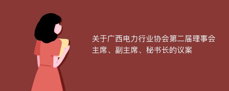 关于广西电力行业协会第二届理事会主席、副主席、秘书长的议案