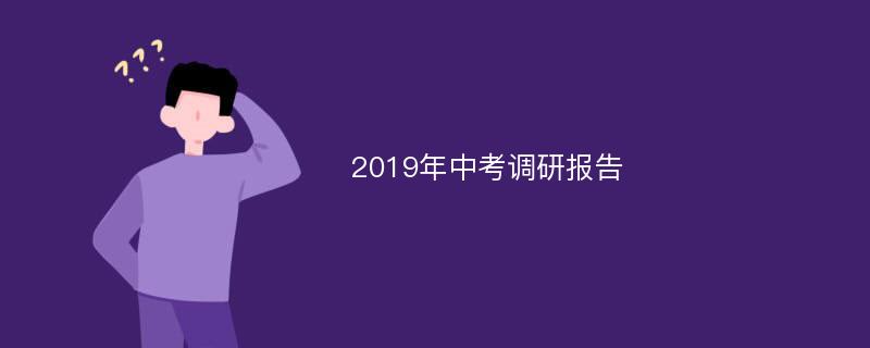 2019年中考调研报告