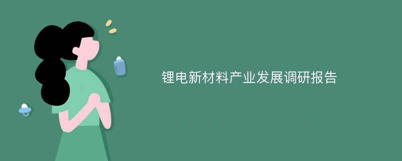 锂电新材料产业发展调研报告