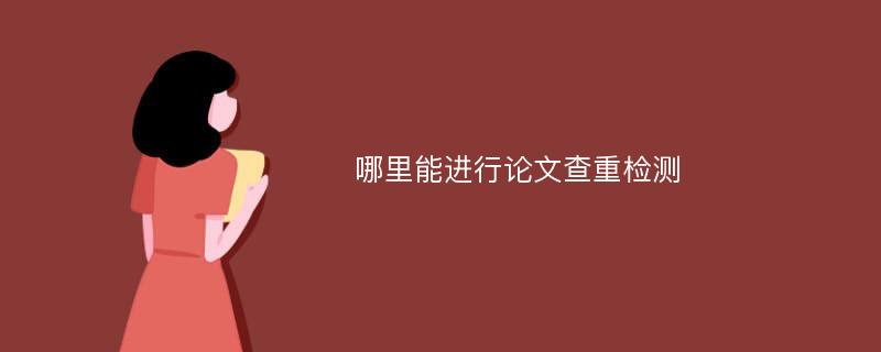 哪里能进行论文查重检测