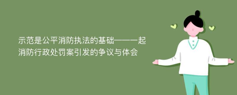 示范是公平消防执法的基础——一起消防行政处罚案引发的争议与体会