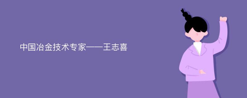 中国冶金技术专家——王志喜