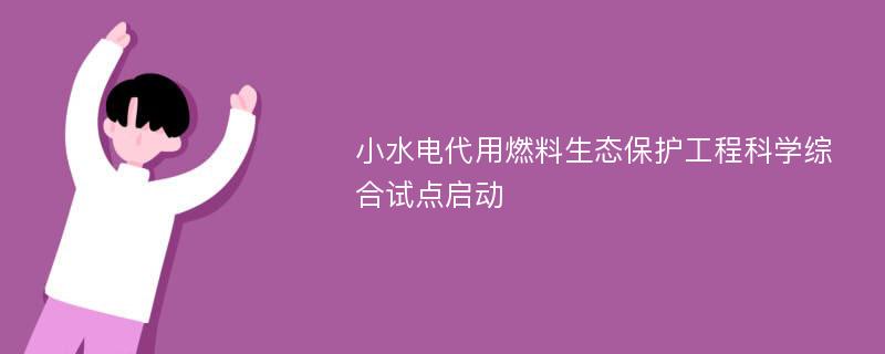 小水电代用燃料生态保护工程科学综合试点启动